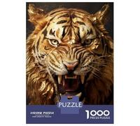 1000 Piece Jigsaws for Adults Puzzle Powerful Gold Tiger Adult Jigsaw Puzzle Brain Teaser Game Difficult Challenge Challenging To Complete 38x26cm/1000pcs
