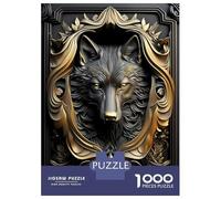 1000 Piece Jigsaws for Adults Puzzle Powerful Golden King Wolf Jigsaw Puzzle Brain Teaser Game Hand Speed Race Great Gift for Gaming 70x50cm/1000pcs