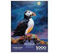 1000 Piece Jigsaws for Adults Puzzle Puffin in The Moonlight Teenager Puzzles Hands-on Game Difficult Challenge Birthday Present, Gifts, 52x38cm/1000pcs