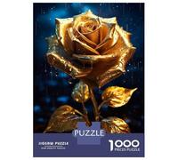 1000 Piece Jigsaws for Adults Puzzle Rainy Golden Rose Flower Jigsaw Puzzle Brain Teaser Game Hand Speed Race Great Gift for Gaming 70x50cm/1000pcs