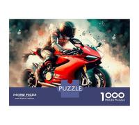 1000 Piece Jigsaws for Adults Puzzle Red Ducati Motorcycle Puzzle for Adults Relax Games Stress Reliever Birthday Present, Gifts, 38x26cm/1000pcs