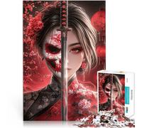 1000 Piece Jigsaws for Adults Puzzle Red-Eyed Samurai Woman Schwierig und herausfordernd Ein Kunstwerk38x26cm