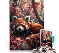 1000 Piece Jigsaws for Adults Puzzle Red Panda Sleeping Sakura Lernspiele Jedes Stück ist einzigartig Anspruchsvolles Familienspiel52x38cm