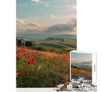 1000 Piece Jigsaws for Adults Puzzle Red Poppies Tuscany Practical Game Home Art Decor Educational Toy Decompressing Intellectual (26X38cm)