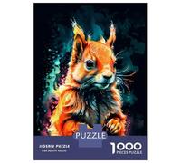 1000 Piece Jigsaws for Adults Puzzle Red Squirrel Watercolor Art Jigsaw for Adults Family Game Wall Decoration Great Gift for Gaming 38x26cm/1000pcs