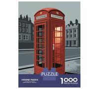 1000 Piece Jigsaws for Adults Puzzle Red Telephone Booth in London Puzzles for Adults Toy Wall Decor Presents for Women Birthday Present, Gifts, 38x26cm/1000pcs