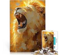 1000 Piece Jigsaws for Adults Puzzle Roaring Lion Power 鈥4Bold Impasto Textured Painting Mustermontage tolles Geschenk52x38cm