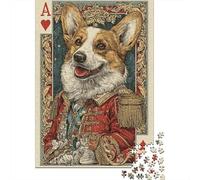 1000 Piece Jigsaws for Adults Puzzle Royal Corgi Playing Card Jigsaw for Adults Family Game Wall Decoration Great Gift for Gaming 38x26cm/1000pcs