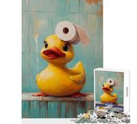 1000 Piece Jigsaws for Adults Puzzle Rubber Duck with Toilet Paper Practical Game Precision Cutting Educational Toy Educational Challenge (38x26cm)