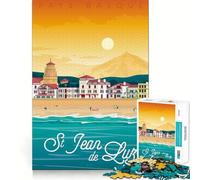 1000 Piece Jigsaws for Adults Puzzle Saint Jean De Luz Poster Exact Edge Art Logic Game Play Calm Fun Time Festive Leisure Gift (38x26cm)