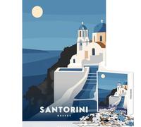 1000 Piece Jigsaws for Adults Puzzle Santorini Greece Jigsaw Puzzles for Adults Precision Cutting Challenging To Complete Brainteaser Family Games (38x52cm)