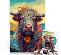 1000 Piece Jigsaws for Adults Puzzle Scottish cow Educational Toys 26x38cm Enhance love between couples for and teenager Age 14 Years Up
