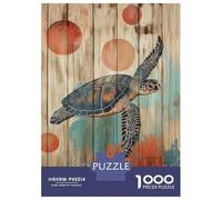 1000 Piece Jigsaws for Adults Puzzle Sea Turtle on Wood Panel Art Turtle Wall Art Adult Jigsaw Puzzle Brain Teaser Game Difficult Challenge Challenging To Complete 52x38cm/1000pcs