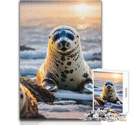 1000 Piece Jigsaws for Adults Puzzle Seals in North Pole Toys Educational Games For Family Fun Art Work Gift Size 38x26cm