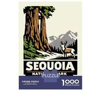 1000 Piece Jigsaws for Adults Puzzle Sequoia National Park Vintage Poster Jigsaw Puzzle Brain Teaser Game Hand Speed Race Great Gift for Gaming 38x26cm/1000pcs