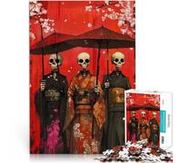 1000 Piece Jigsaws for Adults Puzzle Skeletal Geishas Stressabbau-Spielzeug mit vollständig ineinander greifenden, zufällig geformten Teilen52x38cm