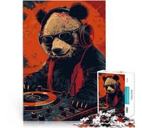 1000 Piece Jigsaws for Adults Puzzle Smiling DJ Panda Party~ Intellectual Game Fun at Home Activities, Birthday Present,Travel Gifts, 26x38cm
