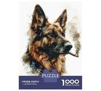 1000 Piece Jigsaws for Adults Puzzle Smoking German Shepherd Jigsaw Puzzle Brain Teaser Game Hand Speed Race Great Gift for Gaming 52x38cm/1000pcs