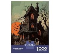 1000 Piece Jigsaws for Adults Puzzle Spooky Haunted House at Sunset Puzzle for Adults Relax Games Stress Reliever Birthday Present, Gifts, 52x38cm/1000pcs