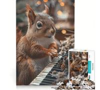 1000 Piece Jigsaws for Adults Puzzle Squirrel Playing Piano, Practical Game, Home Decoration, Artists Collection, Fine Art 38x26cm