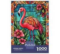 1000 Piece Jigsaws for Adults Puzzle Stained Glass Flamingo Adult Jigsaw Puzzle Toy Wall Decor Difficult Hard Birthday Present, Gifts, 70x50cm/1000pcs