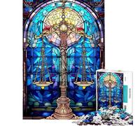 1000 Piece Jigsaws for Adults Puzzle Stained Glass Scales of Justice Jigsaw Family Games Difficult Challenge Gifts for Friends And Family (Size 38x52cm)