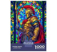 1000 Piece Jigsaws for Adults Puzzle Stained Glass Spartan Jigsaw Puzzle Brain Teaser Game Hand Speed Race Great Gift for Gaming 52x38cm/1000pcs