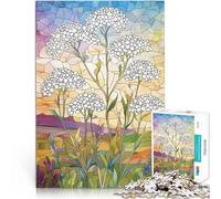 1000 Piece Jigsaws for Adults Puzzle Stained Glass Wildflowers Quizspiel mit vollständig ineinander greifenden, zufällig geformten Teilen75x50cm
