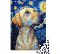 1000 Piece Jigsaws for Adults Puzzle Starry Night Labrador Puzzles for Adults Family Game Hand Speed Race Challenging To Complete 52x38cm/1000pcs