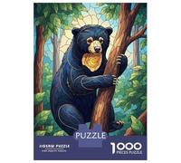 1000 Piece Jigsaws for Adults Puzzle Sun Bear Stained Glass Illustration Jigsaw for Adults Family Game Wall Decoration Great Gift for Gaming 38x26cm/1000pcs