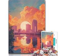 1000 Piece Jigsaws for Adults Puzzle Sunset in Tampa Florida Family Fun & Game Night Improve Memory Secret Santa Gifts (size 50x75cm)