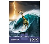 1000 Piece Jigsaws for Adults Puzzle Surfing Giraffe in A Storm Puzzle for Adults Relax Games Stress Reliever Birthday Present, Gifts, 52x38cm/1000pcs