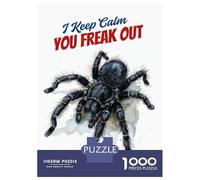 1000 Piece Jigsaws for Adults Puzzle Tarantula Watercolor Art I Keep Calm, You Freak Out Tarantula Puzzles for Adults Family Game Hand Speed Race Challenging To Complete 52x38cm/1000pcs