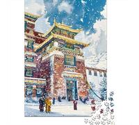 1000 Piece Jigsaws for Adults Puzzle Tibetan Temple Winter Scene Puzzles for Adults Family Game Hand Speed Race Challenging To Complete 70x50cm/1000pcs
