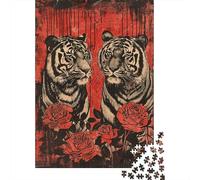 1000 Piece Jigsaws for Adults Puzzle Tiger Wall Art Print-5 Jigsaw for Adults Family Game Wall Decoration Great Gift for Gaming 38x26cm/1000pcs