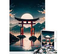 1000 Piece Jigsaws for Adults Puzzle Torii Gate Middle Lake 1000 Piece Jigsaws Educational Game Birthday Gifts Suitable for Couples (50x75cm)