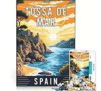 1000 Piece Jigsaws for Adults Puzzle Tossa De Mar in Spain, Fun Games, Parent-child Interaction, with Matching Poster And Trivia Sheet 38x26cm