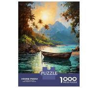 1000 Piece Jigsaws for Adults Puzzle Tropical Island Sunset Scene Puzzles for Adults Fun Games Wall Decoration Challenging To Complete 38x26cm/1000pcs