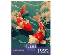 1000 Piece Jigsaws for Adults Puzzle Two Koi Fish in Water Painting Jigsaw Puzzle Brain Teaser Game Hand Speed Race Great Gift for Gaming 38x26cm/1000pcs