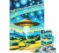 1000 Piece Jigsaws for Adults Puzzle UFO Over Rural Landscape Jigsaws for Adults Family Game Pattern Assembly Challenging To Complete (Size 50x75cm)