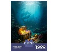 1000 Piece Jigsaws for Adults Puzzle Underwater Treasure Chest with Sunken Ships Puzzles for Adults Fun Games Wall Decoration Challenging To Complete 52x38cm/1000pcs