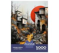 1000 Piece Jigsaws for Adults Puzzle Urban Landscape with Red Circle Adult Jigsaw Puzzle Brain Teaser Game Difficult Challenge Challenging To Complete 52x38cm/1000pcs