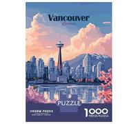 1000 Piece Jigsaws for Adults Puzzle Vancouver Canada Cityscape Illustration Teenager Puzzles Brain Teaser Game Enhance Memory Educational Challenge 38x26cm/1000pcs