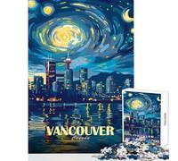 1000 Piece Jigsaws for Adults Puzzle Vancouver Canada Night Skyline Art Educational Toy Funny Gift for Educational Game Every Piece Is Unique - size 50x75cm