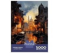 1000 Piece Jigsaws for Adults Puzzle Venice Sunset Gondola Ride Puzzles for Adults Fun Games Wall Decoration Challenging To Complete 70x50cm/1000pcs