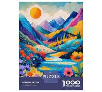 1000 Piece Jigsaws for Adults Puzzle Vibrant Mountain Valley Painting Puzzle for Adults Relax Games Stress Reliever Birthday Present, Gifts, 38x26cm/1000pcs