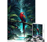 1000 Piece Jigsaws for Adults Puzzle Vibrant Parrot in Lush Jungle Scene Practical Game Home Art Decor Educational Toy Decompressing Intellectual (52X38cm)