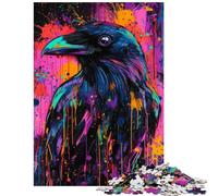 1000 Piece Jigsaws for Adults Puzzle Vibrant Raven Art Fun Games Staycation Kill Time Anti-Stress Toys Decompressing Intellectual Size 38x26cm