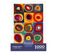 1000 Piece Jigsaws for Adults Puzzle Wassily Kandinsky Squares with Concentric Rings Jigsaw Puzzle Brain Teaser Game Hand Speed Race Great Gift for Gaming 70x50cm/1000pcs