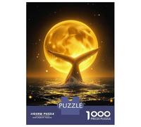 1000 Piece Jigsaws for Adults Puzzle Water Splashing Around Celestial Whale Moonlit Ocean Night Puzzles for Adults Toy Wall Decor Presents for Women Birthday Present, Gifts, 52x38cm/1000pcs